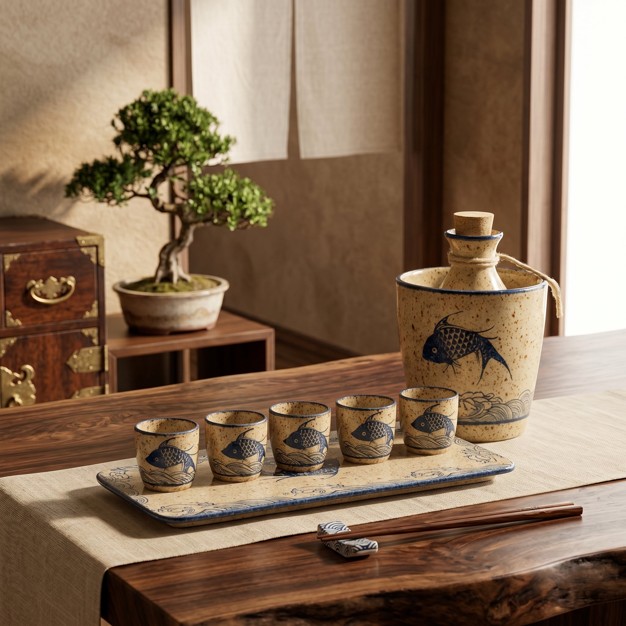 Kurohana Ceramic Sake Set