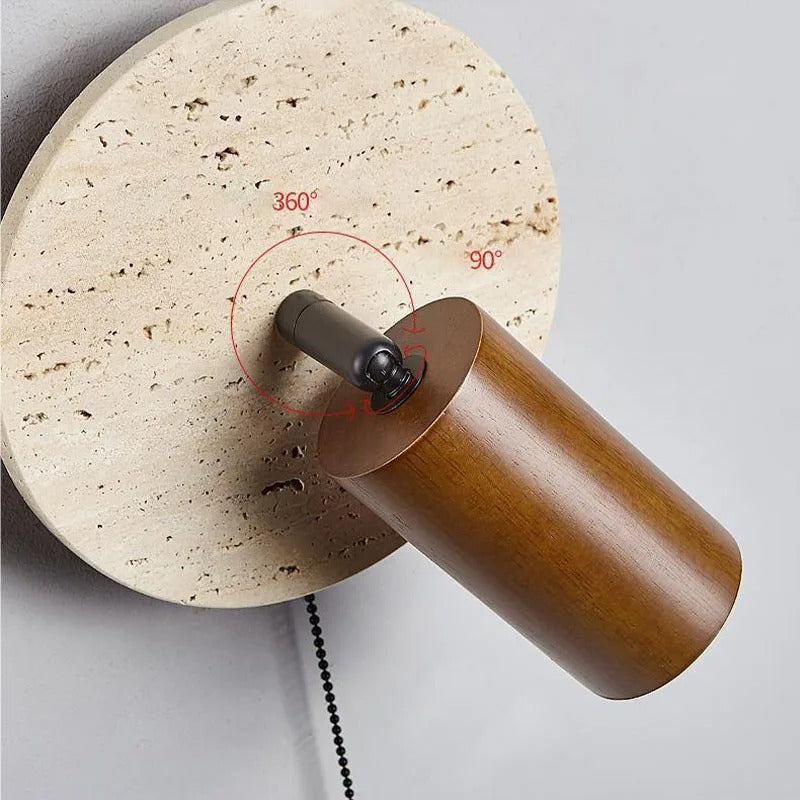 Lumen Travertine Rotatable Wall Light
