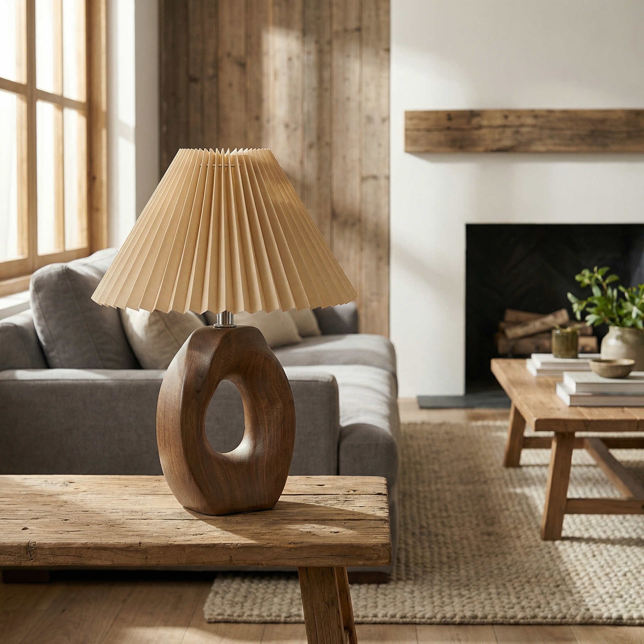 Lumen Solace Sculpted Wood Table Lamp