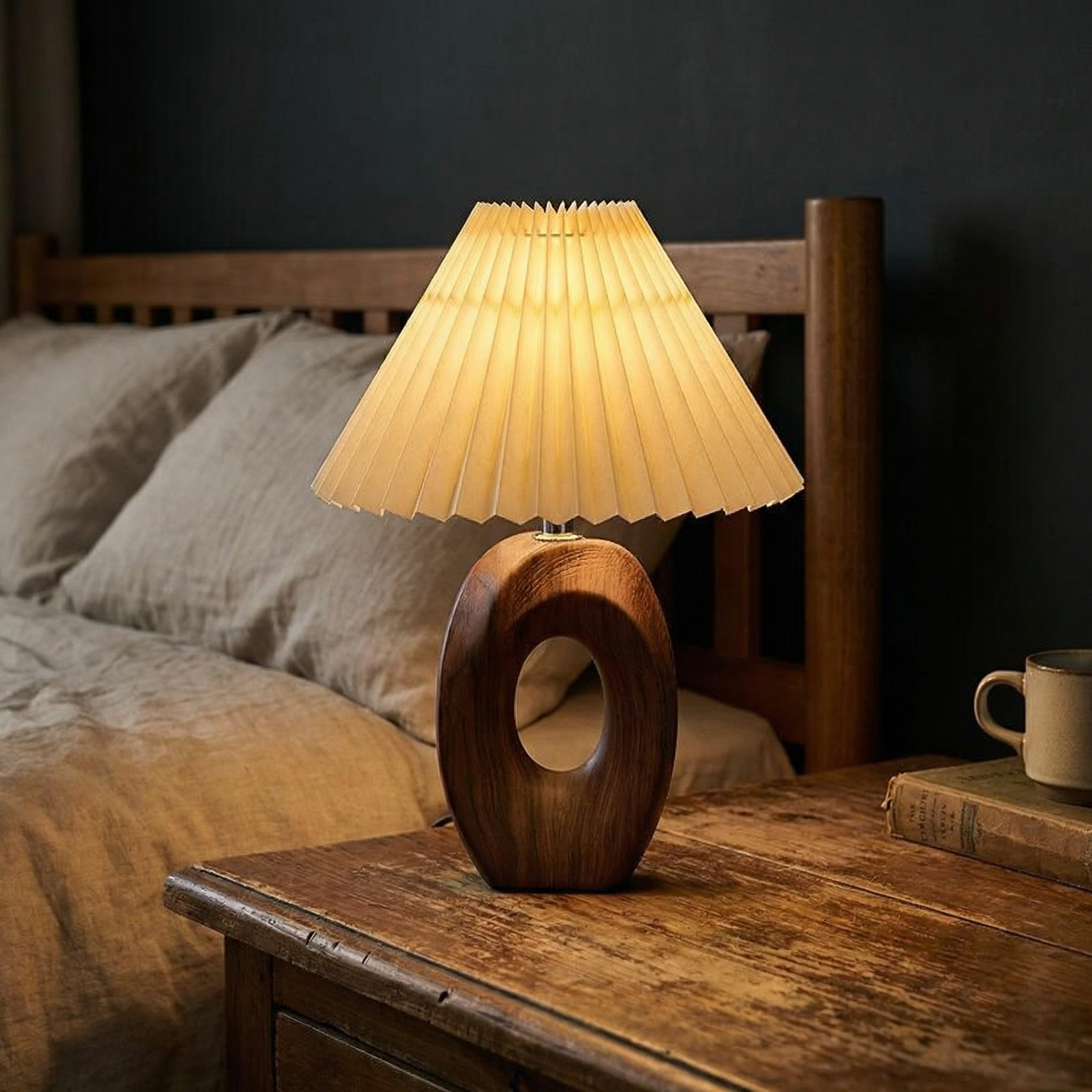 Lumen Solace Sculpted Wood Table Lamp