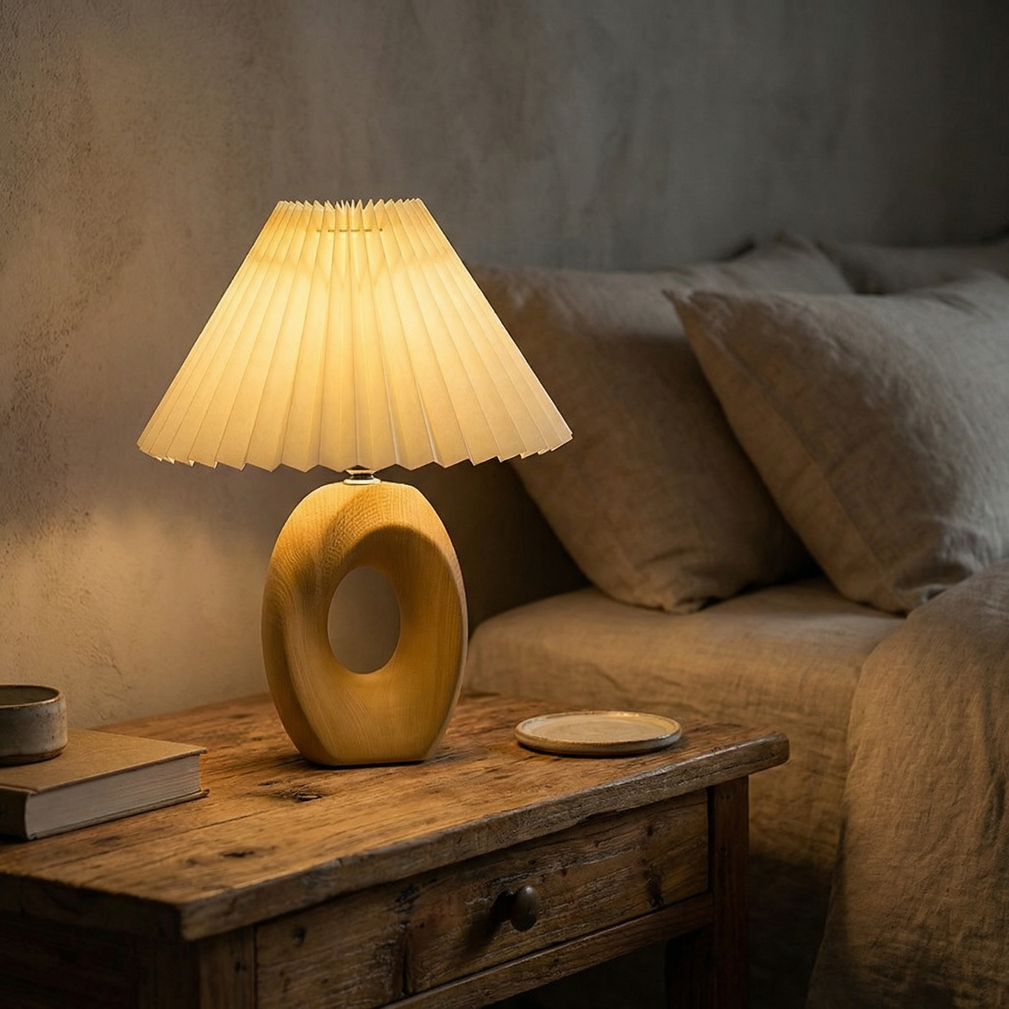Lumen Solace Sculpted Wood Table Lamp