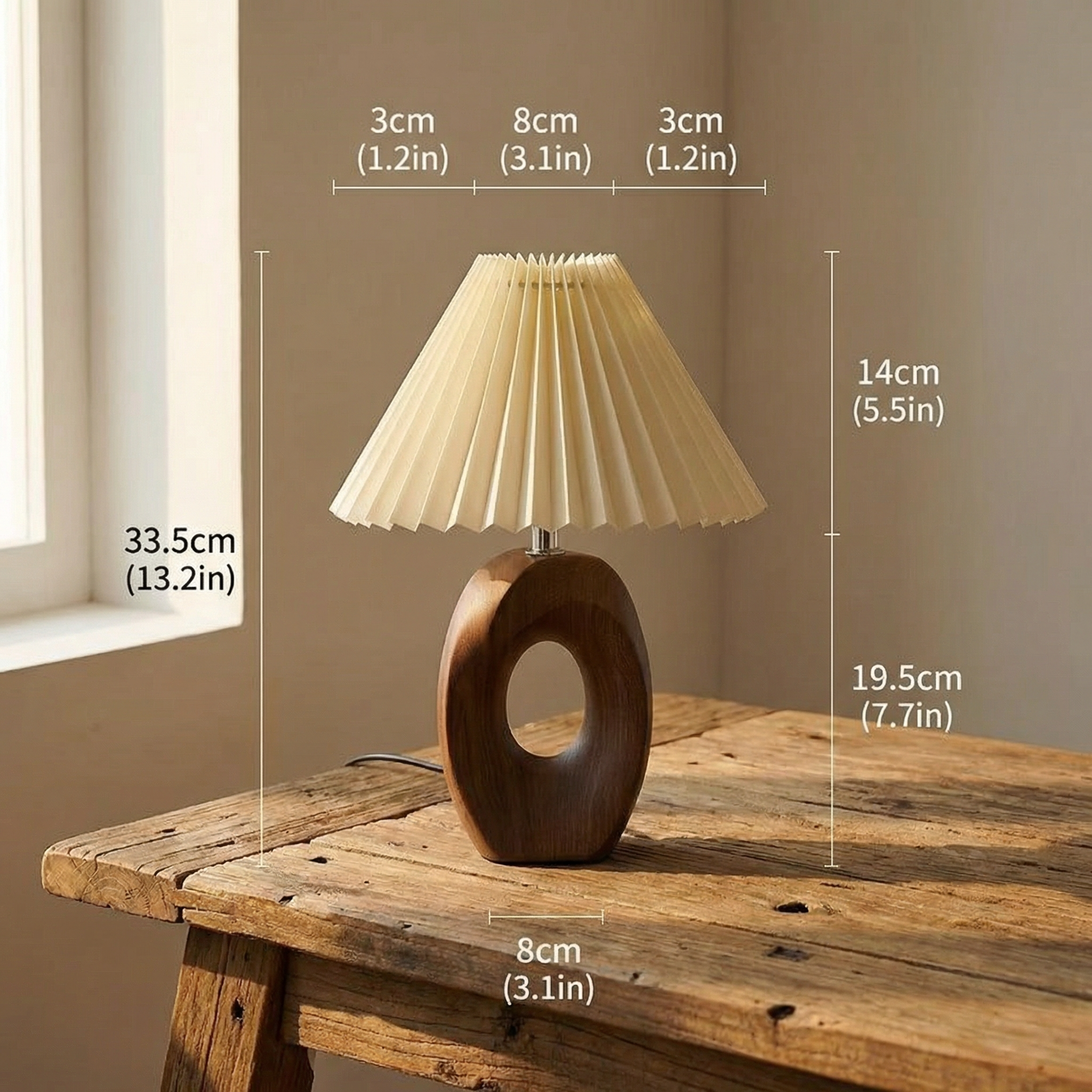 Lumen Solace Sculpted Wood Table Lamp
