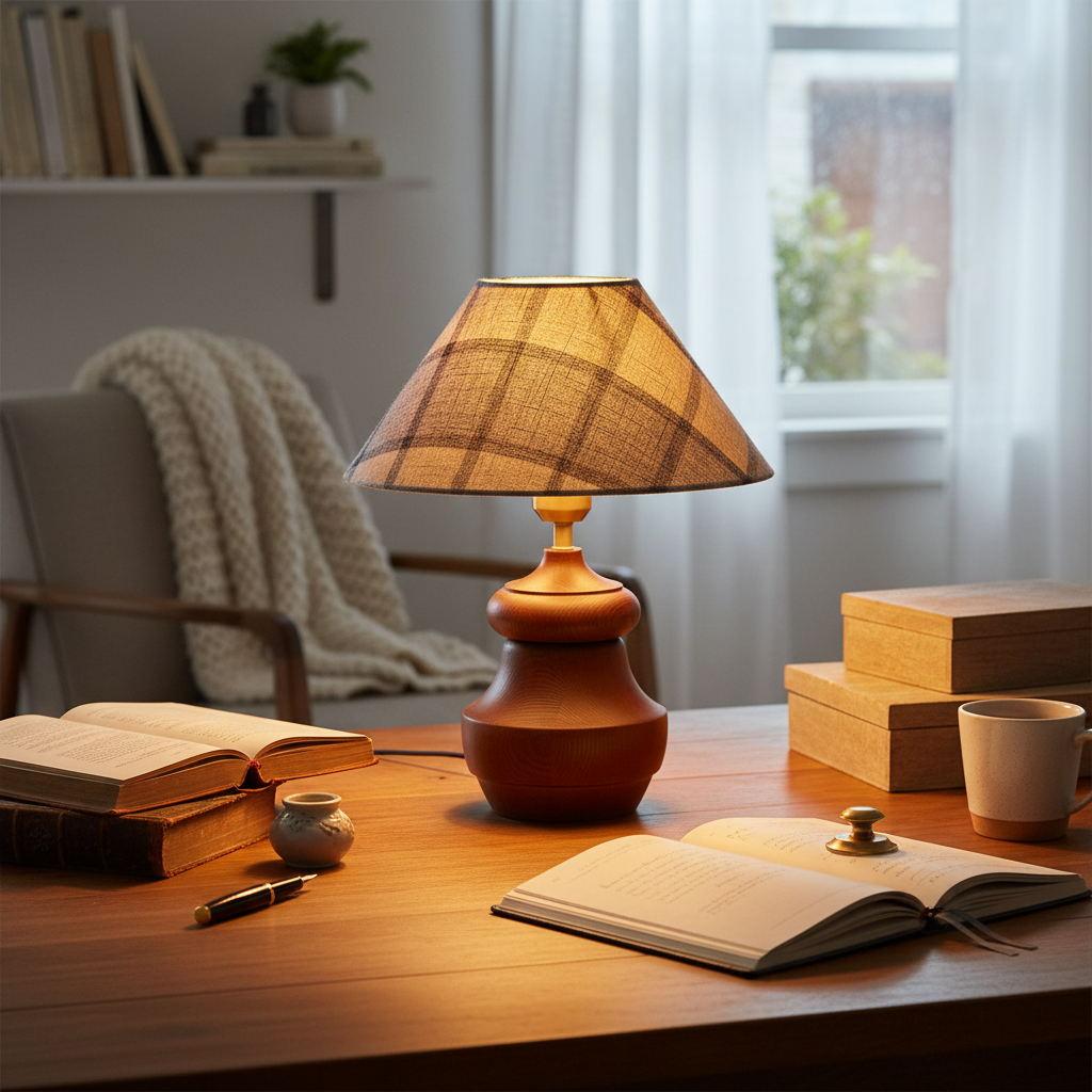 Lumen Plaid Shade Table Lamp