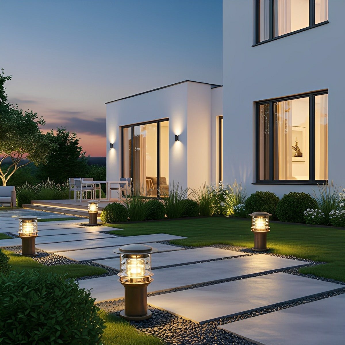 Lumen Tiered Cylinder Outdoor Post Light